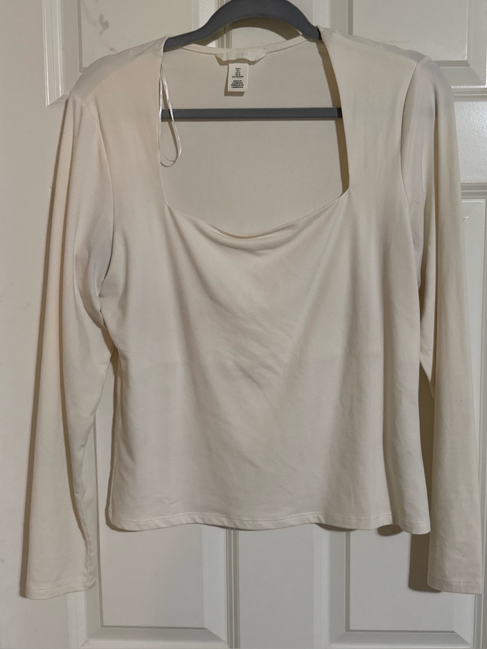 Women's Long-Sleeve Square Neck Top - Cream